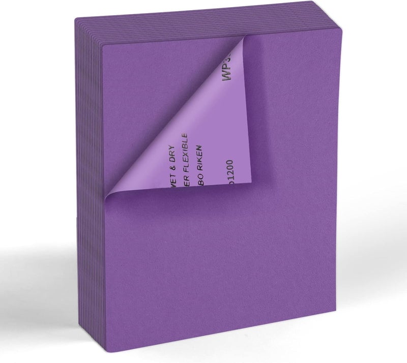 MAXMAN 1200 Grit Sandpaper 20 PCS, Wet Dry Sandpaper Sheets 9 x 11 Inch, Sand Paper for Wood Furniture, White Fused Alumina Abrasive Sanding Paper for Metal, Drywall, Automotive Polishing, Purple - Image 1